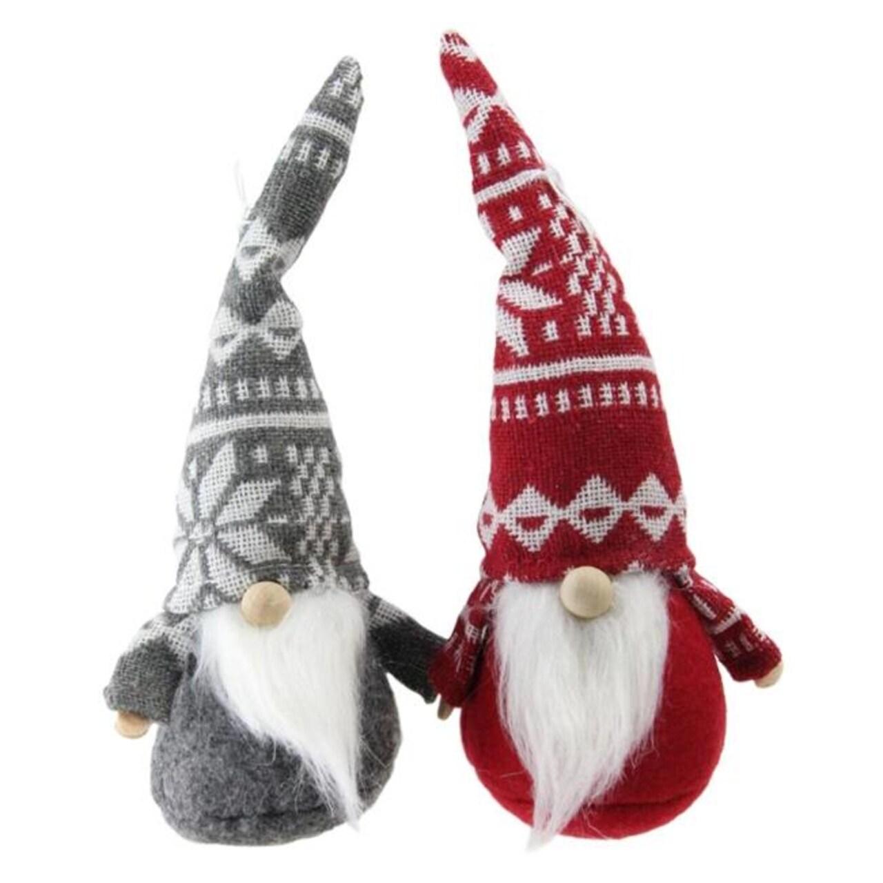 Northlight 32628492 8.25 in. Gnomes with Nordic Hats Christmas Decorations - Red &#x26; Gray, Set of 2
